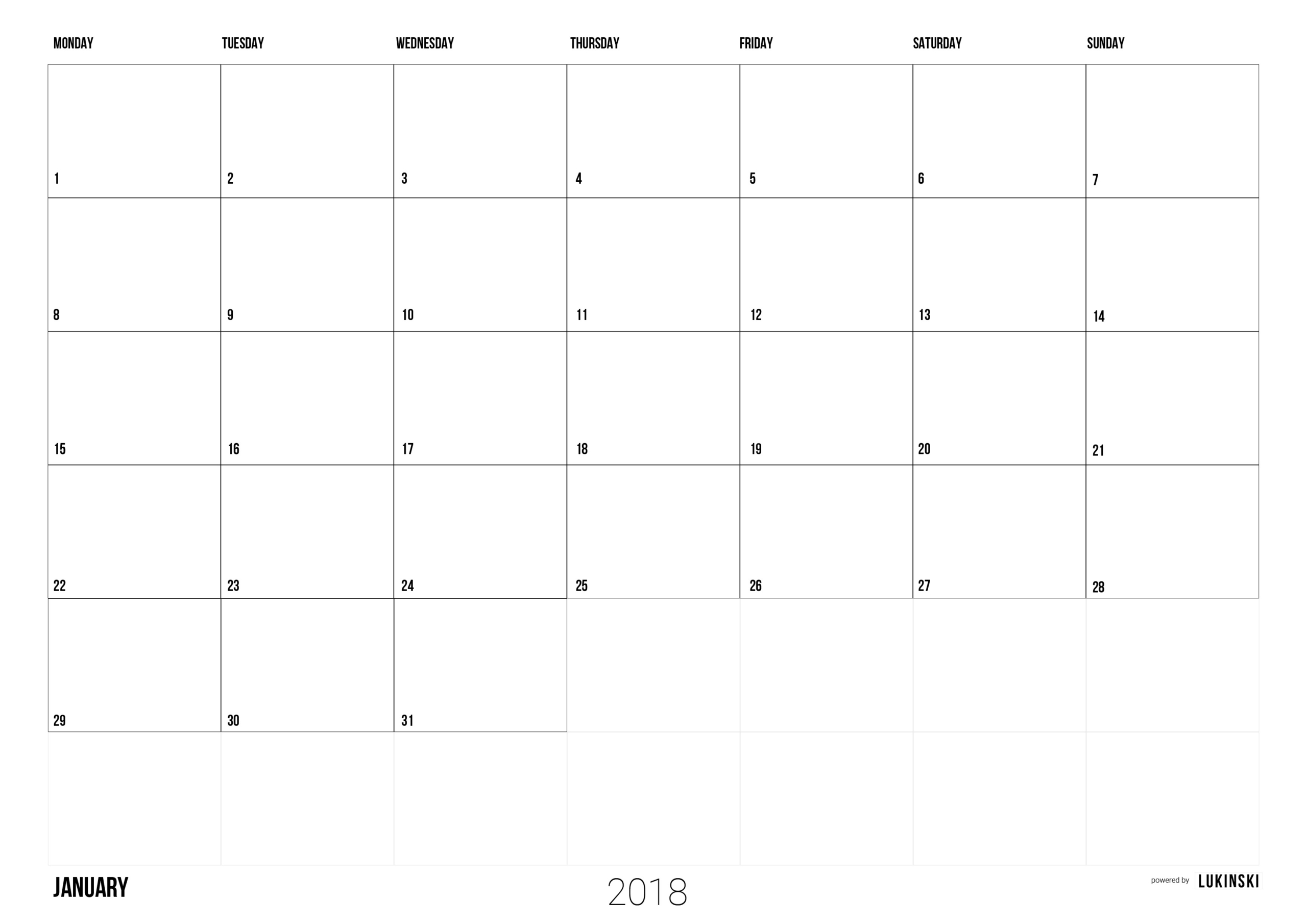 2018 monthly planner calendar printable